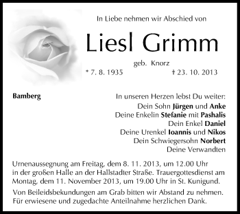 Anzeige von Liesl Grimm von MGO