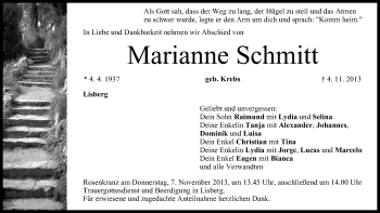 Anzeige von Marianne Schmitt von MGO