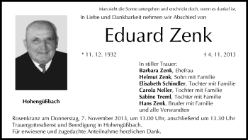 Anzeige von Eduard Zenk von MGO