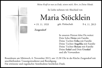 Anzeige von Maria Stöcklein von MGO