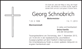 Anzeige von Georg Schnobrich von MGO
