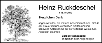 Anzeige von Heinz Ruckdeschel von MGO