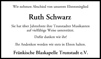 Anzeige von Ruth Schwarz von MGO