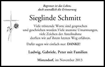 Anzeige von Sieglinde Schmitt von MGO
