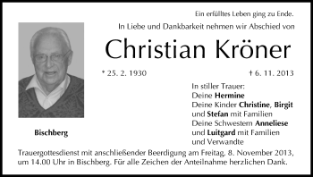 Anzeige von Christian Kröner von MGO