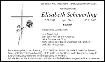 Anzeige von Elisabeth Scheuerling von MGO