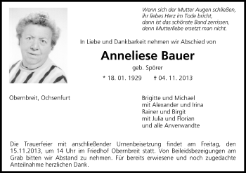 Anzeige von Anneliese Bauer von MGO