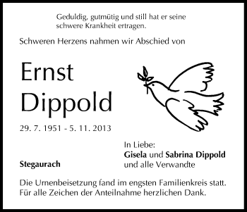 Anzeige von Ernst Dippold von MGO