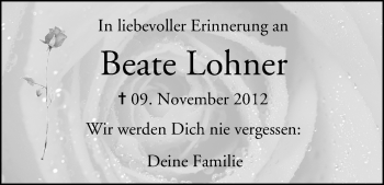 Anzeige von Beate Lohner von MGO