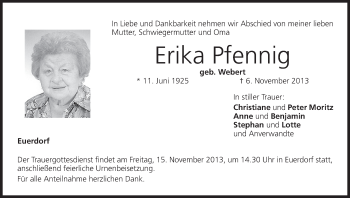 Anzeige von Erika Pfennig von MGO
