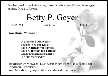 Anzeige von Betty Geyer von MGO