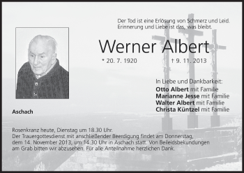 Anzeige von Werner Albert von MGO