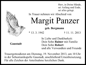 Anzeige von Margit Panzer von MGO