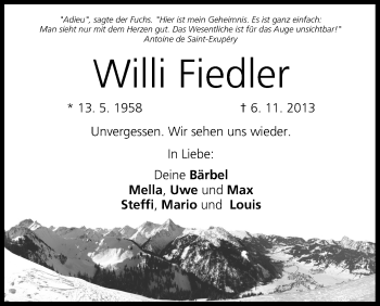 Anzeige von Willi Fiedler von MGO