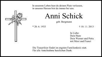 Anzeige von Anni Schick von MGO