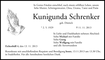 Anzeige von Kunigunda Schrenker von MGO