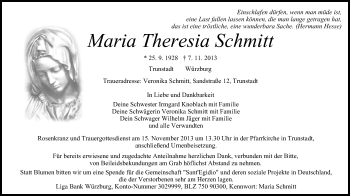 Anzeige von Maria Theresia Schmitt von MGO