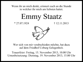 Anzeige von Emmy Staatz von MGO
