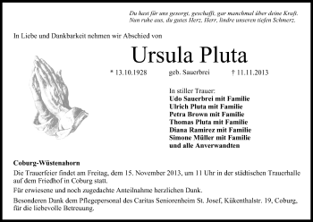 Anzeige von Ursula Pluta von MGO