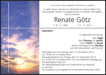 Anzeige von Renate Götz von MGO