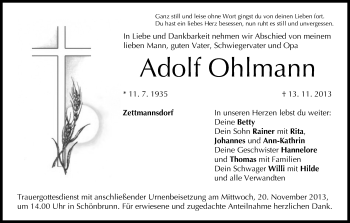 Anzeige von Adolf Ohlmann von MGO
