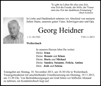 Anzeige von Georg Heidner von MGO