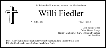 Anzeige von Willi Fiedler von MGO