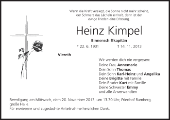 Anzeige von Heinz Kimpel von MGO