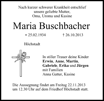Anzeige von Maria Buschbacher von MGO
