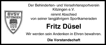Anzeige von Fritz Düsel von MGO