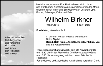 Anzeige von Wilhelm Birkner von MGO
