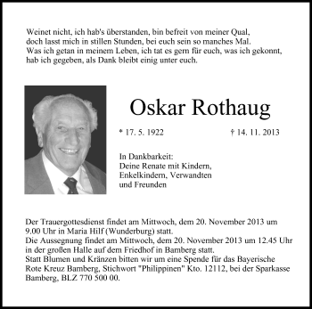 Anzeige von Oskar Rothaug von MGO