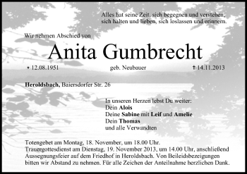 Anzeige von Anita Gumbrecht von MGO