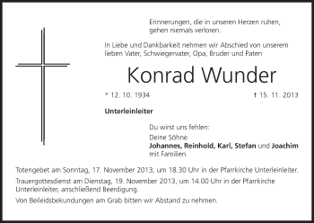 Anzeige von Konrad Wunder von MGO