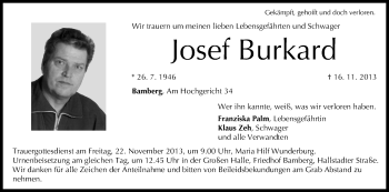 Anzeige von Josef Burkard von MGO