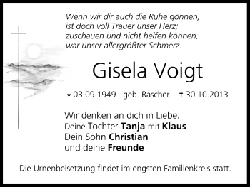 Anzeige von Gisela Voigt von MGO
