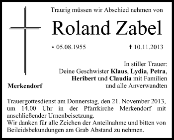 Anzeige von Roland Zabel von MGO