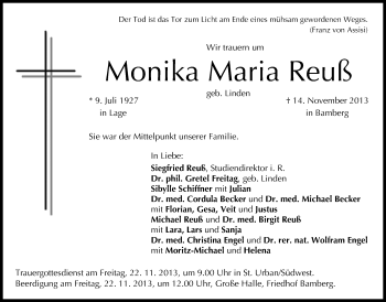 Anzeige von Monika Maria Reuß von MGO