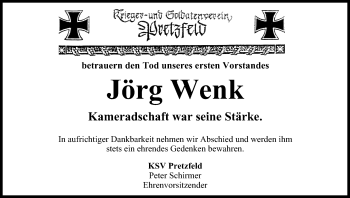 Anzeige von Jörg Wenk von MGO