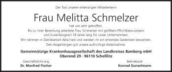 Anzeige von Melitta Schmelzer von MGO