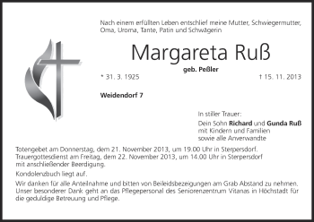 Anzeige von Margareta Ruß von MGO