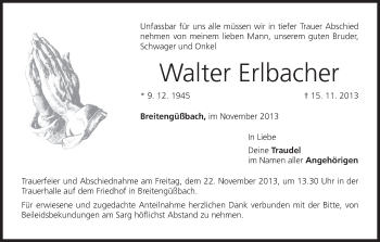 Anzeige von Walter Erlbacher von MGO
