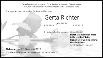 Anzeige von Gerta Richter von MGO