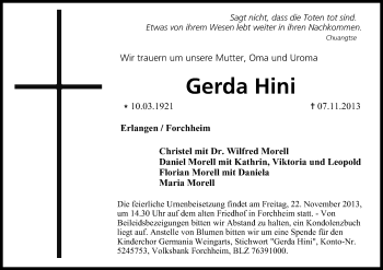 Anzeige von Gerda Hini von MGO