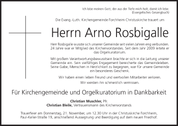 Anzeige von Arno Rosbigalle von MGO