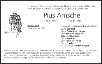 Anzeige von Pius Amschel von MGO