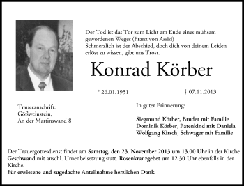 Anzeige von Konrad Körber von MGO
