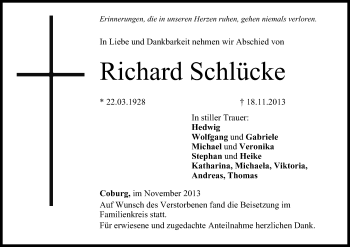 Anzeige von Richard Schlücke von MGO