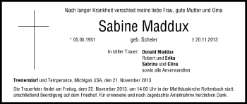 Anzeige von Sabine Maddux von MGO