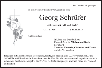 Anzeige von Georg Schrüfer von MGO